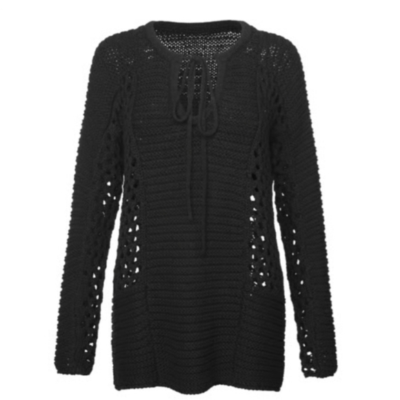 CAbi Sweaters - CAbi 6411 Beachcomber Black Knit Sweater L